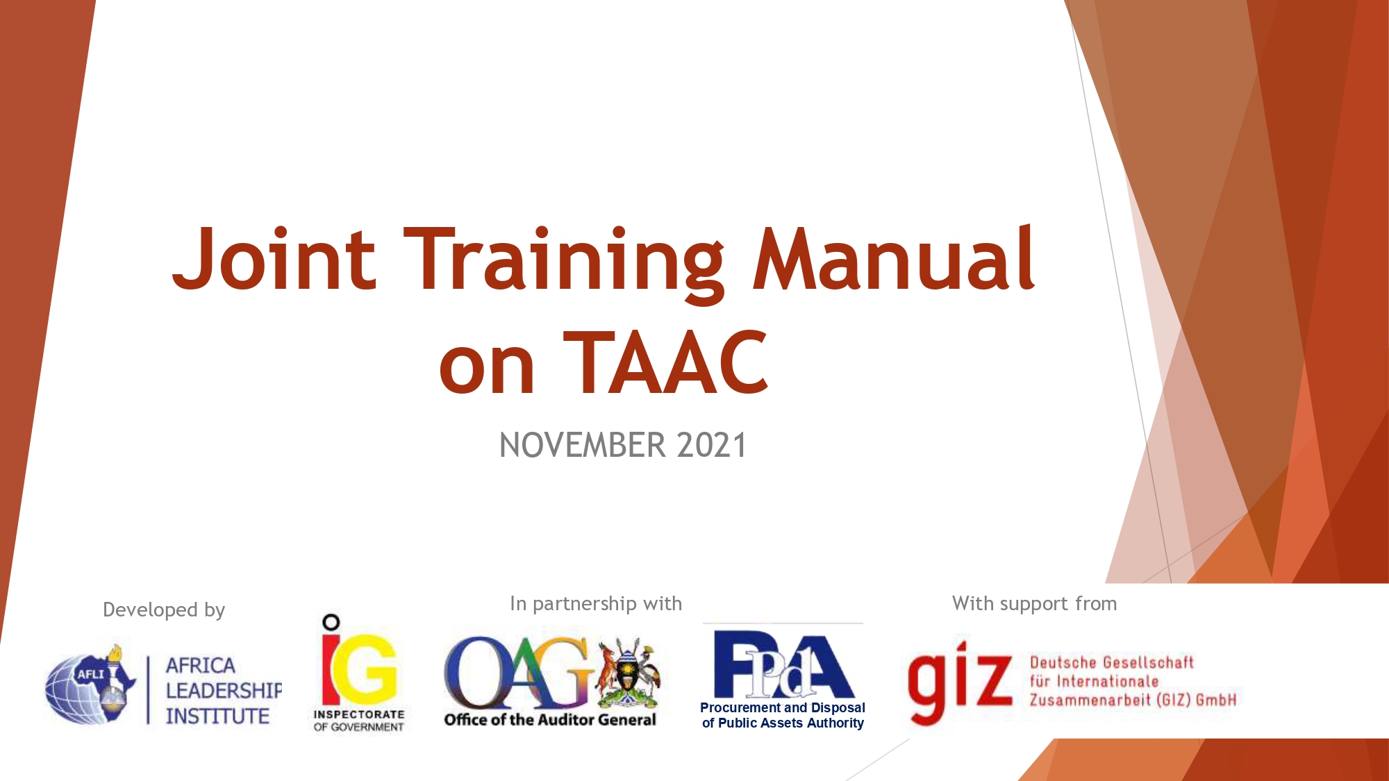 Joint Training Manual On TAAC